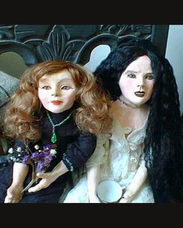 Country girl and vampire having tea