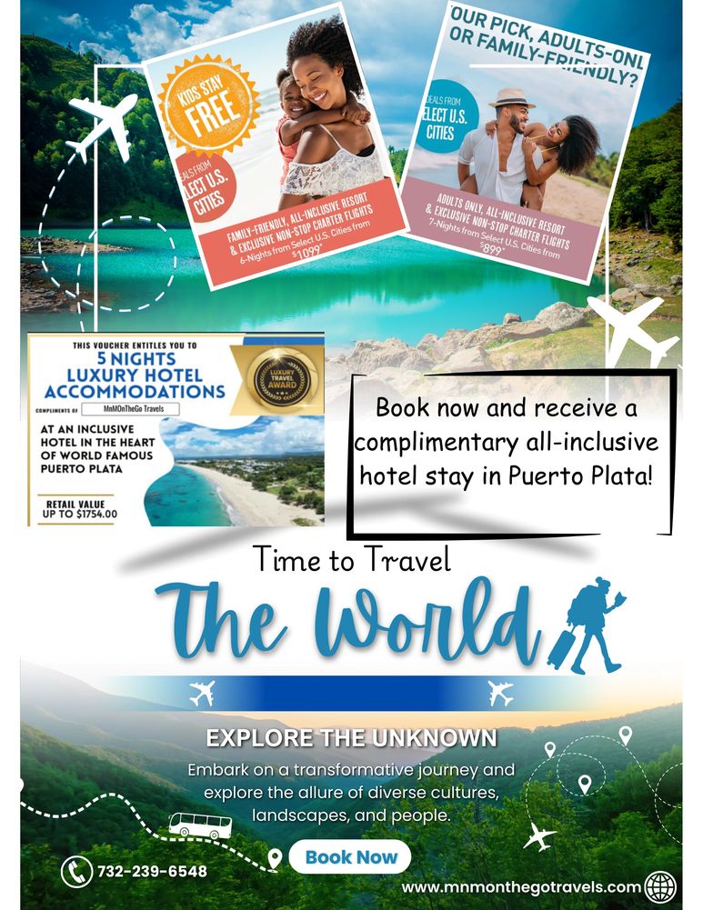 Travel deals offering free kids' stay and luxury hotel stays in Puerto Plata.