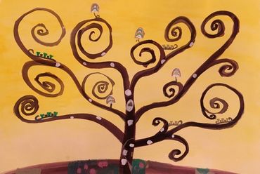 Art Nouveau's imaginary tree of life is fun to paint with all thous twirls and swirls:) 
