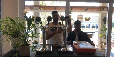 Beer dispenser on bar countertop with under counter cooler