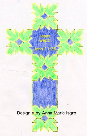 Green & Blue Flower cross with Scripture.