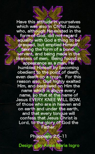 inversed purple & orange flower cross with Scripture on black turned yellow and violet