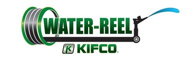 Kifco brand, water reel logo, end gun, water, green lettering, water application