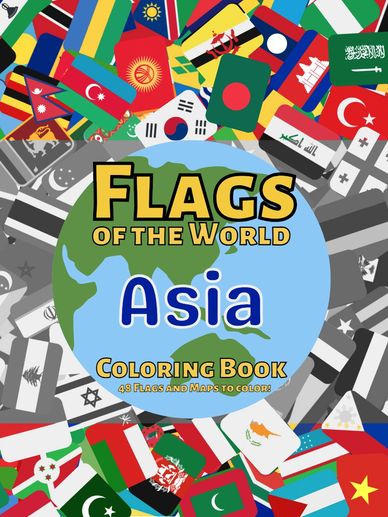 world flags and maps asia coloring books for kids