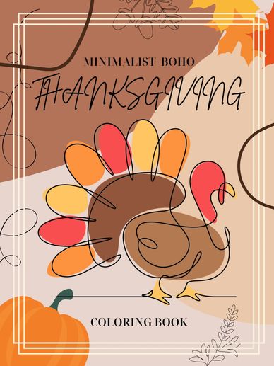 boho minimalist thanksgiving coloring book