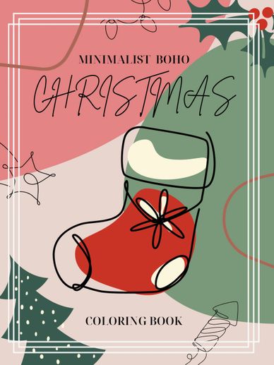 boho minimalist Christmas coloring book