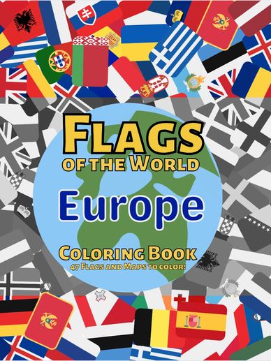 world flags and maps  europe coloring book