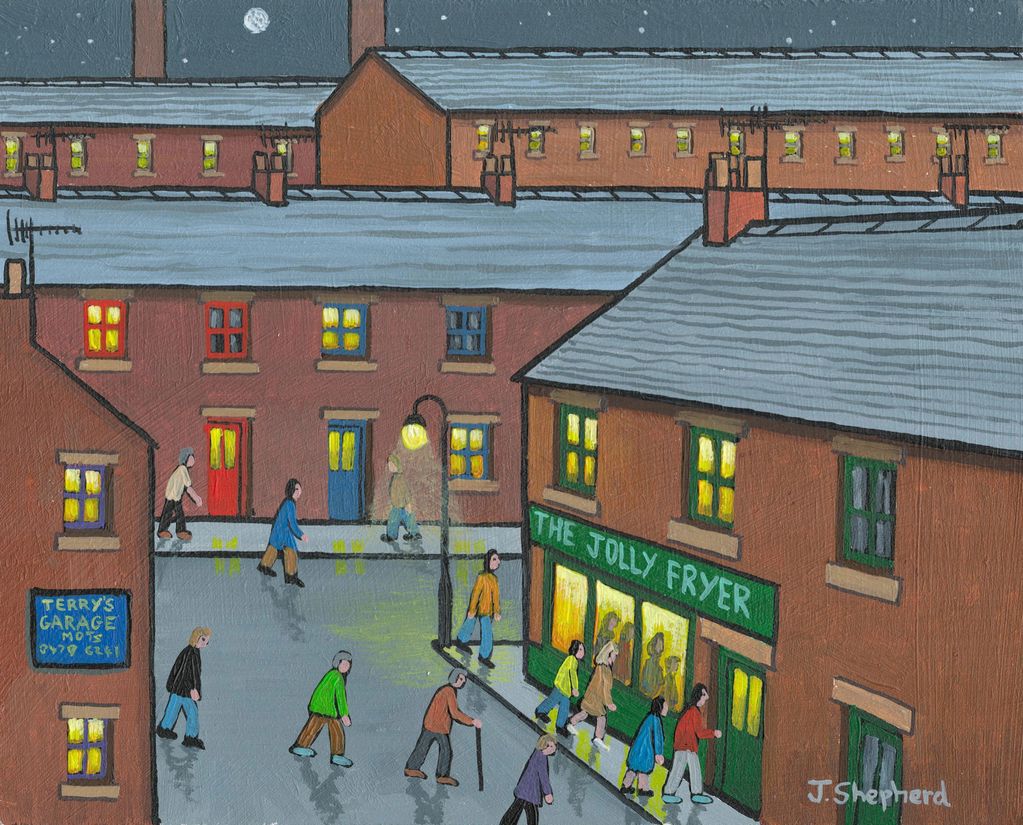 Chips for Tea
A singed limited edition of 50
by J. Shepherd in the Northern art style.