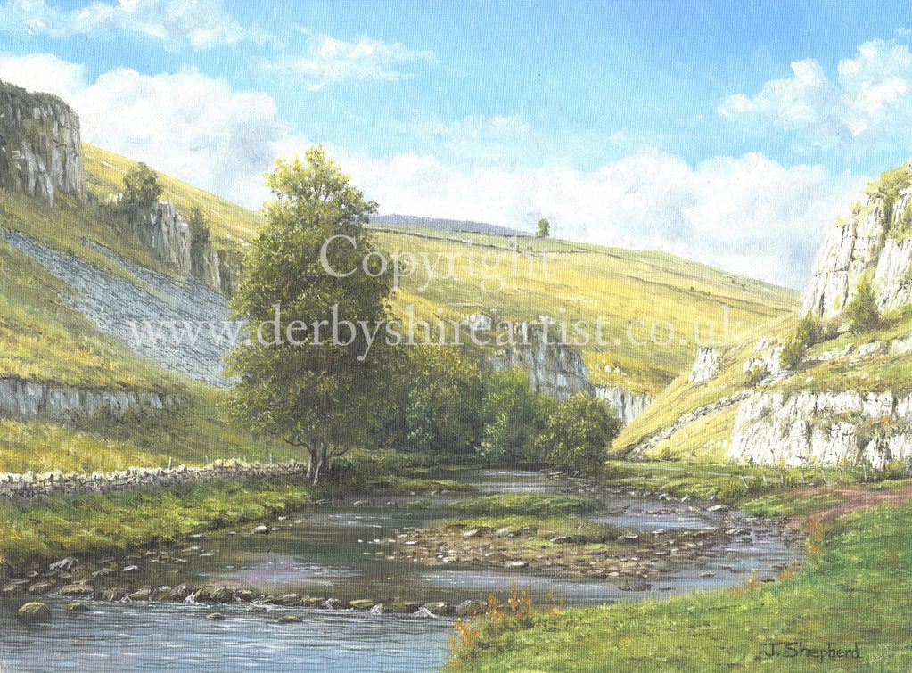 Derbyshire prints of Wolfescote Dale.