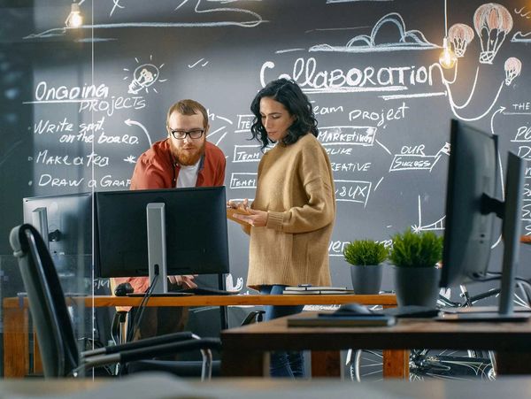 Businesses in the UK looking for web-designers on a computer