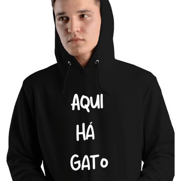 Sweat com capuz “Aqui há gato” - Disponível em várias cores.