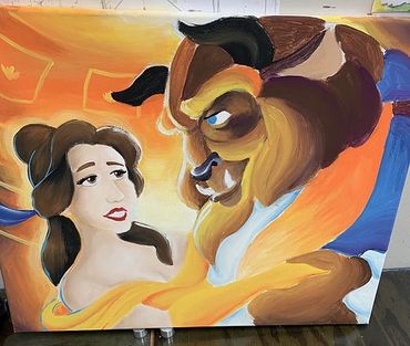Beauty and the Beast artwork with acrylic