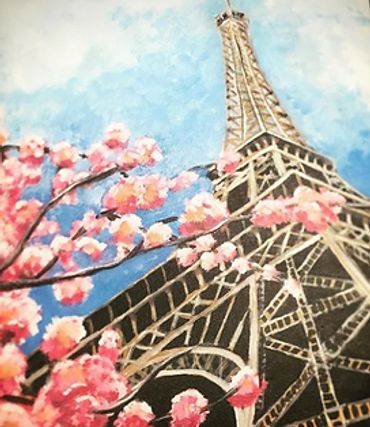Painting of the Eiffel Tower by Synergy Music Academy are student