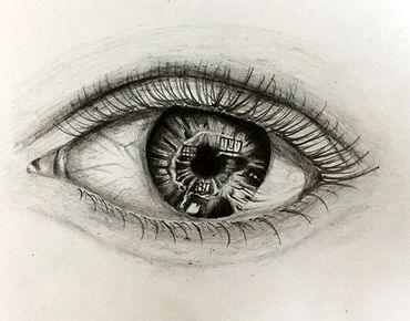 eye sketching details by student artist