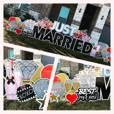 congratulations just married yard card sign