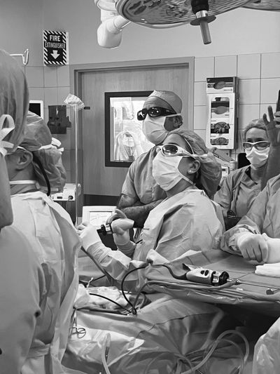 Fetal surgery being performed, laser ablation for twin-to-twin transfusion syndrome (TTTS)