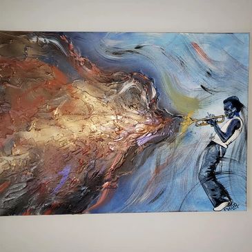Jazz art, Music art, black art, Mile Davis painting, Parrish Monk art, top selling art, Etsy, art
