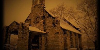 Ghostly Image of Key Memorial Chapel. Cemetery Tour.
