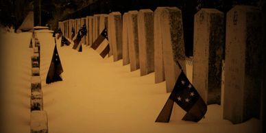 Ghostly Image of Graves of Civil War Soldiers. Cemetery Tour.