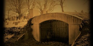 Ghostly Image of Crypt. Cemetery Tour.