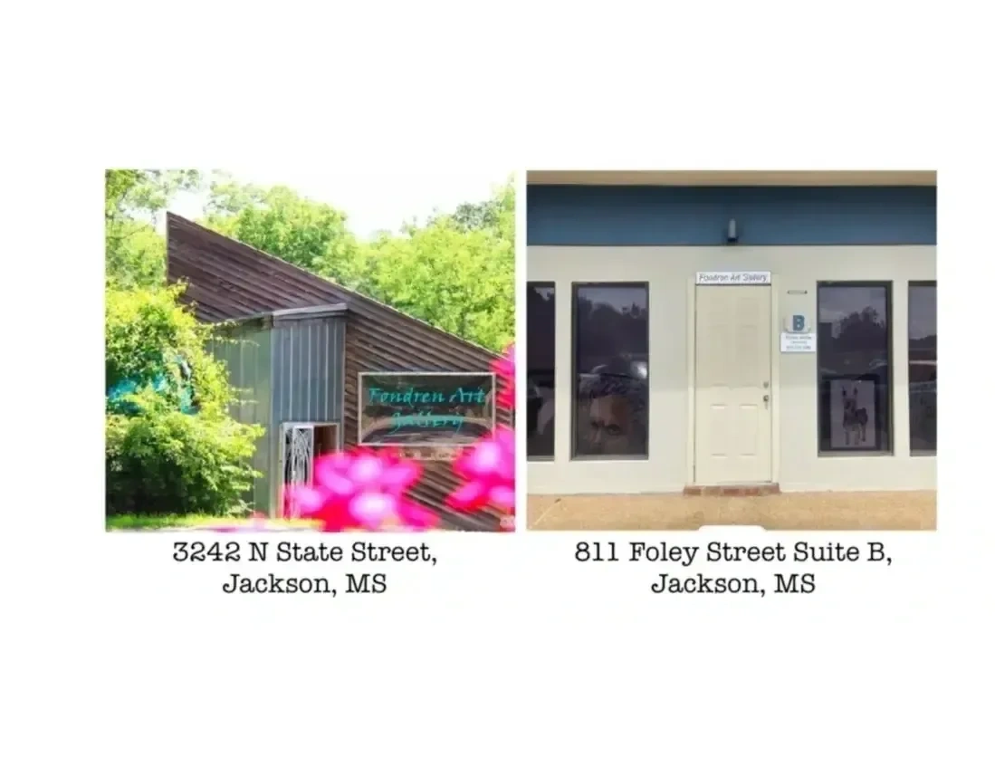 Collage of two art galleries with address