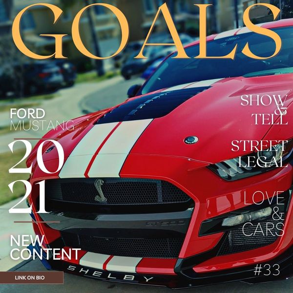 Imitation of a Magazine cover with original Content of a Red Ford mustang