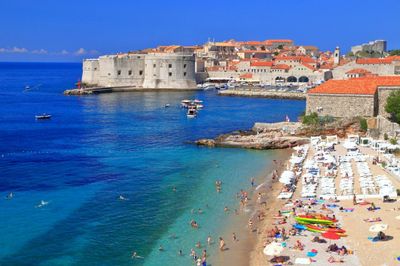 Dubrovnik Beach, Old Town and the Adriatic Sea