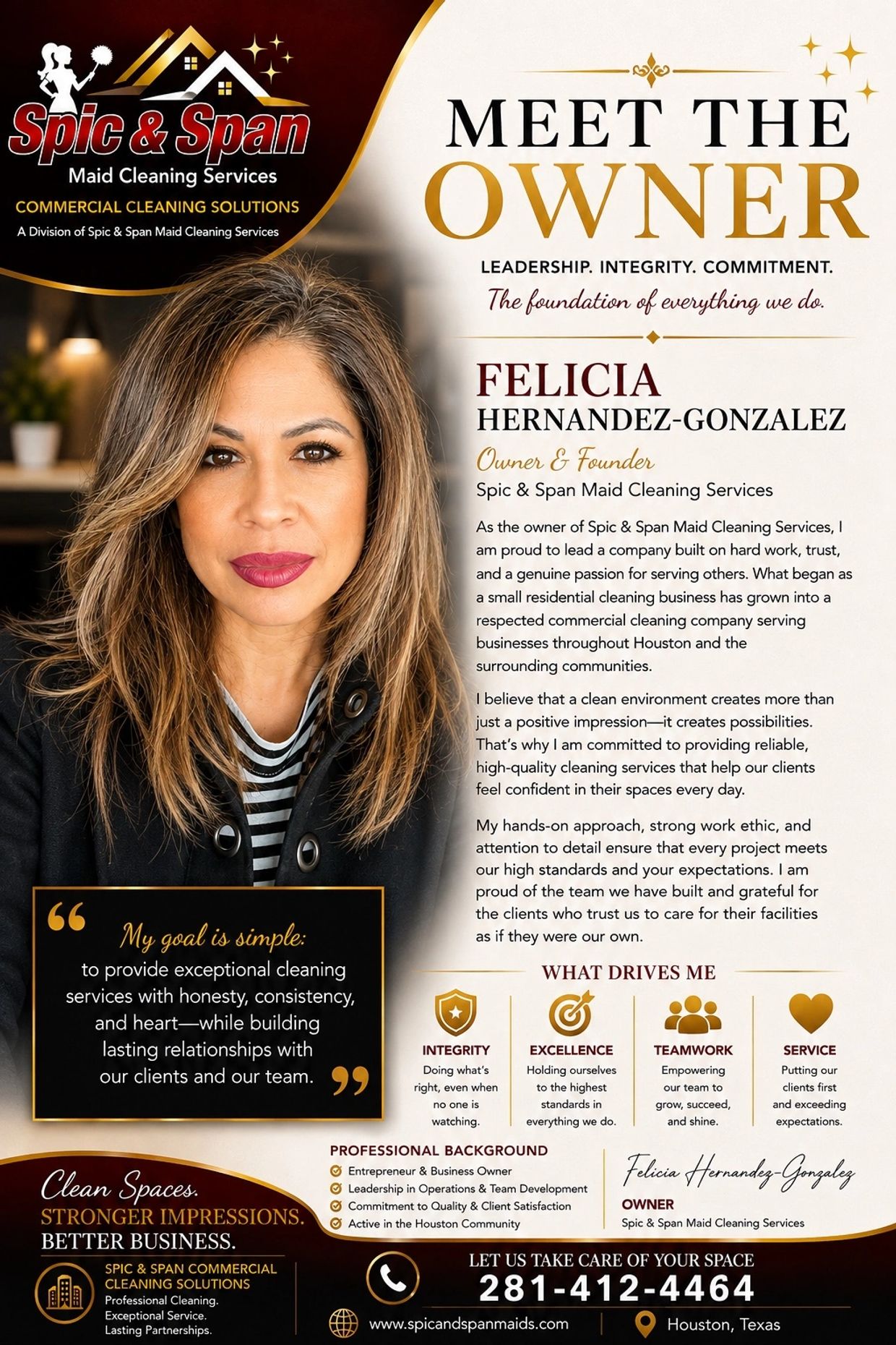 Meet Felicia Hernandez-Gonzalez, owner of Spic & Span Maid Cleaning Services.