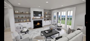 A bright, elegant living room.