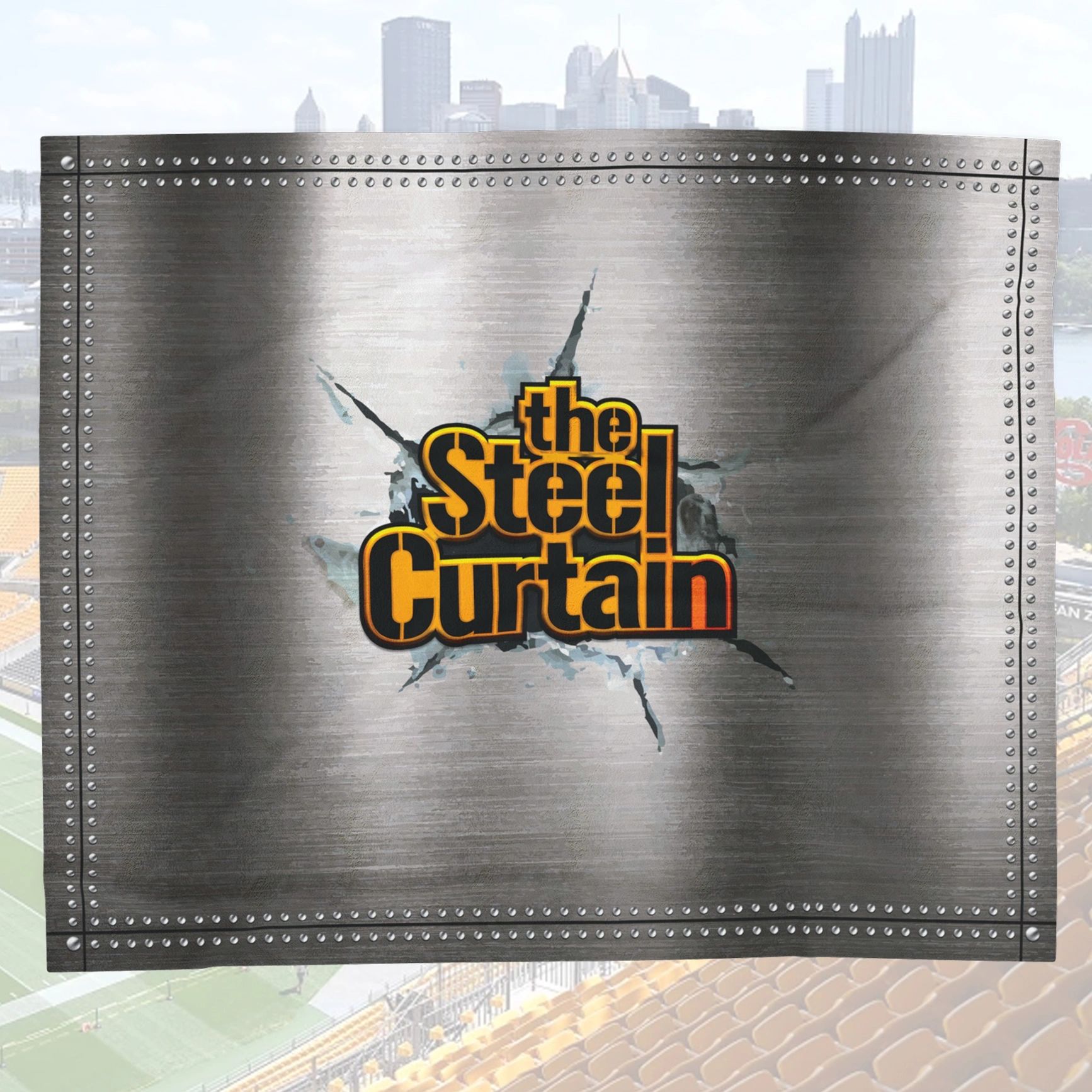 pittsburgh steelers inspired steel curtain metal blanket