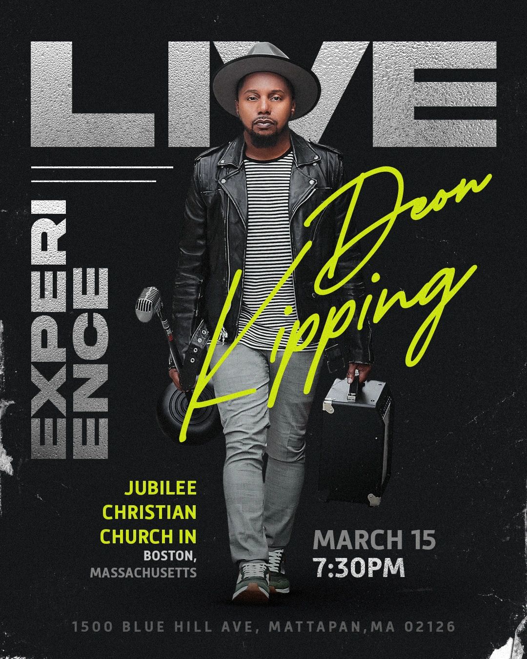 Deon Kipping Live Experience at Jubilee's Christian Church in Boston MA on March 15th at 7:30pm