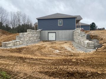finished retaining wall at new home
