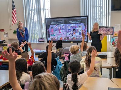 Children were captivated by Laura Brazeau's picture book prototype, "First Class Friends" at a recen