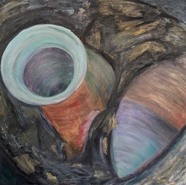 Raku
Oil Paint & Mixed Media on Masonite Board