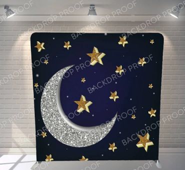 Moon and Stars Backdrop for Photo Booth Rental, VIP Step and Repeat or Video Guestbook Activation.