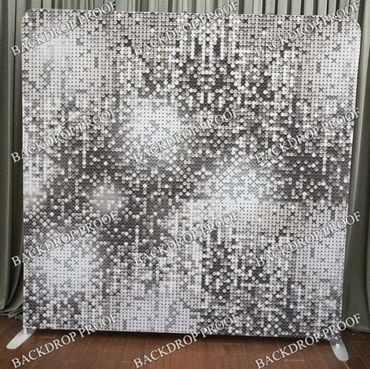 Silver Sequins Backdrop for Photo Booth Rental, VIP Step and Repeat or Video Guestbook Activation.