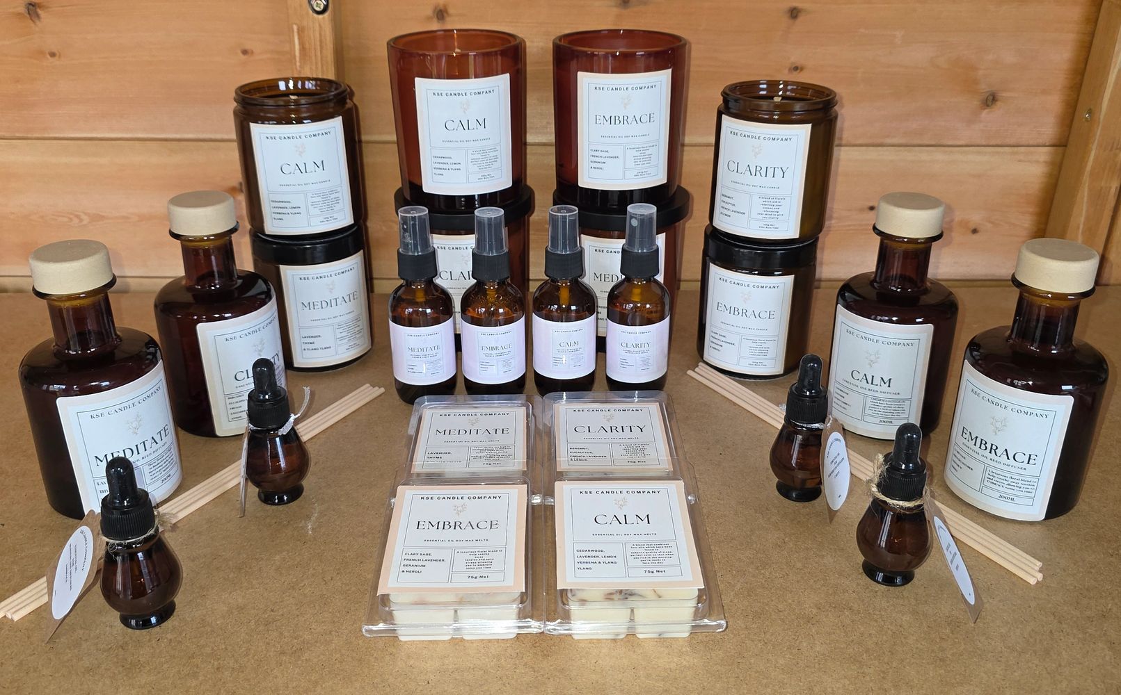 My therapy range of soy wax essential oil candles, room sprays and diffusers in apothecary style