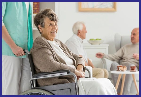 Old woman on a wheel Chair