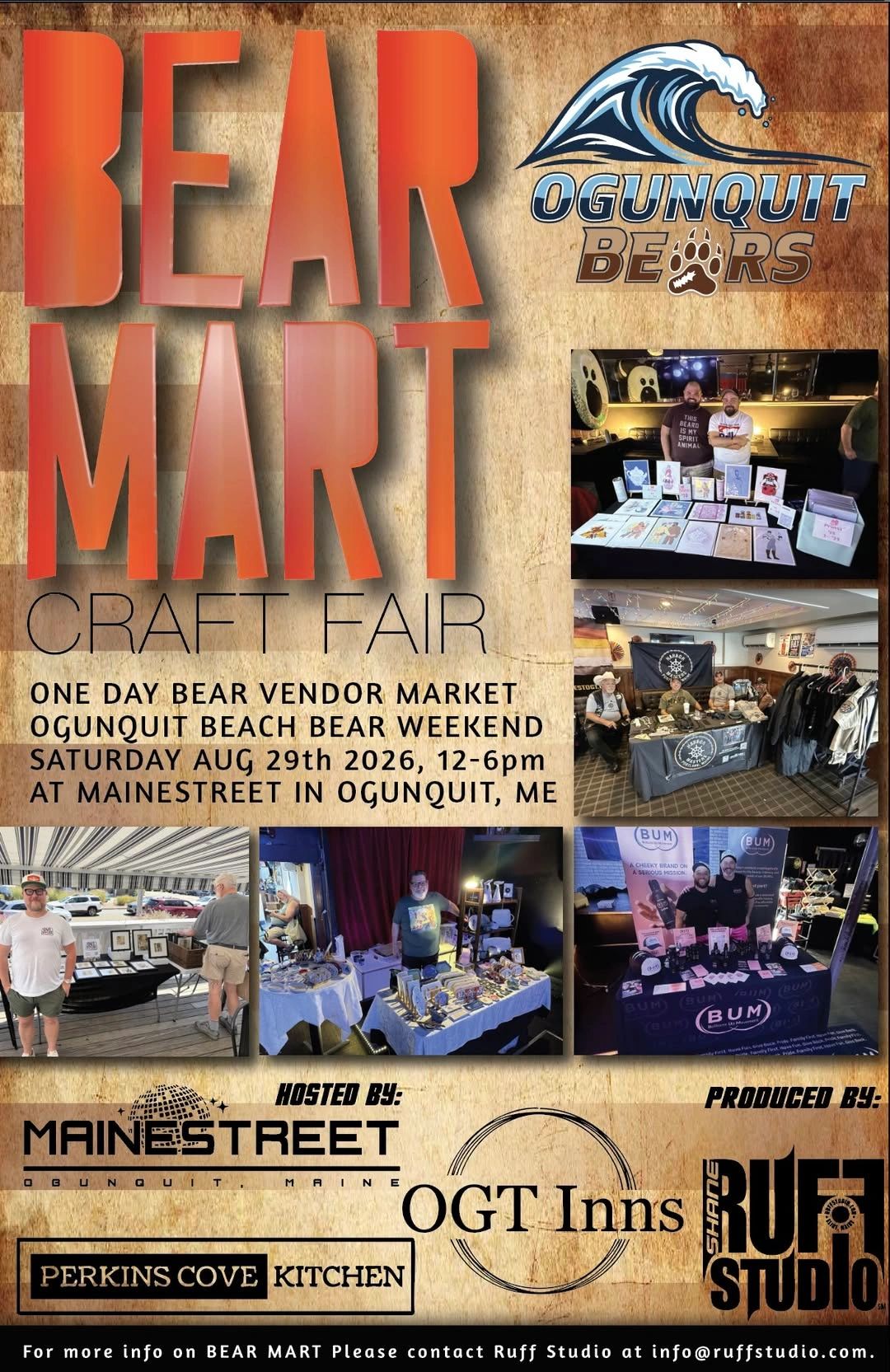 Bear Mart craft fair flyer with vendor event details and photos.