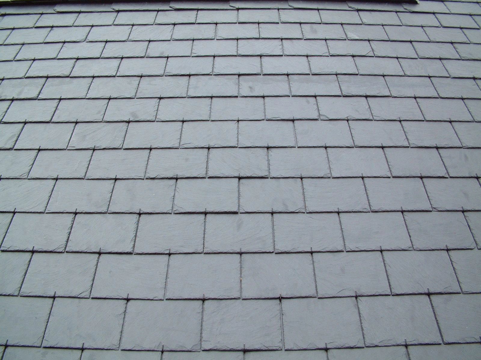 Gray slate roof tiles arranged in rows.