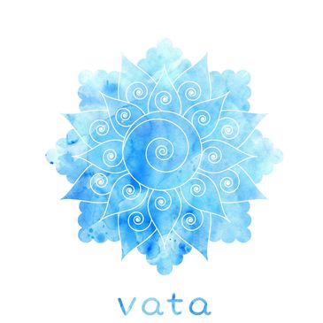 Blue artistic pattern with the word 'vata'.