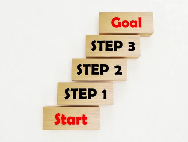 Wooden blocks arranged as steps from Start to Goal with intermediate steps.