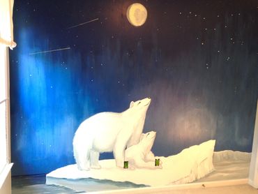 Polar bear mural for nursery in downtown Raleigh.