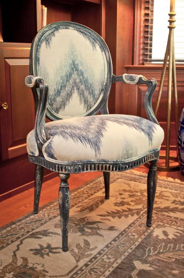 Distressed chair for UNC President, Mrs. Margaret Spellings Chapel Hill residence.