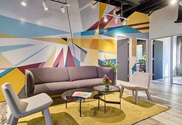 Abstract Corporate Mural for Co-Working Office Building in Durham NC.