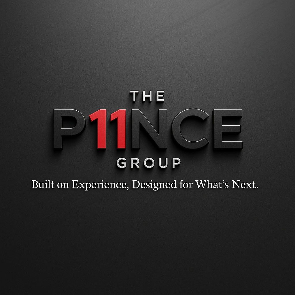Logo of The P11nce Group with a tagline.