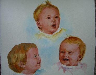 THREE BABIES 
watercolor SOLD