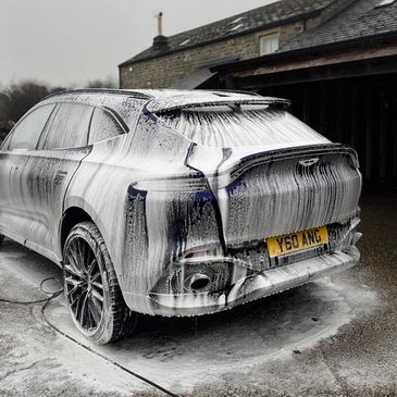 Aston Martin DBX receiving an exterior valet & wash. Mobile Car Valeting & Detailing.