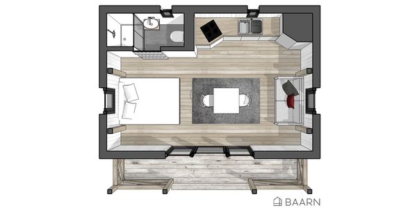 BAARN Prairie Cabin kit house floor plan - Roderick James Architects