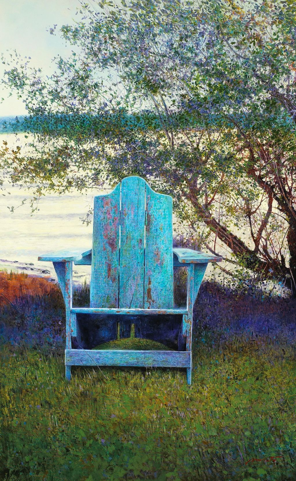 "The Blue Chair, Grant's Island," oil, 60x40"